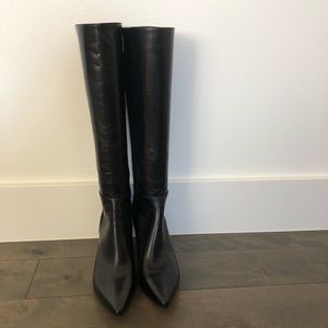 Via Spiga black knees high pointy toe boots